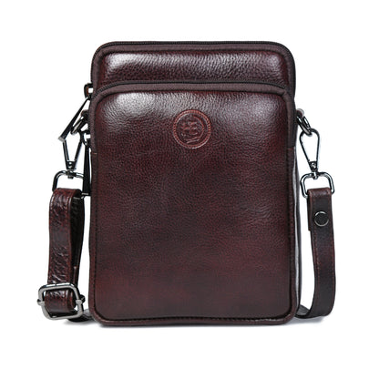 Classic Leather Mobile Sling Bag - Tan Brown