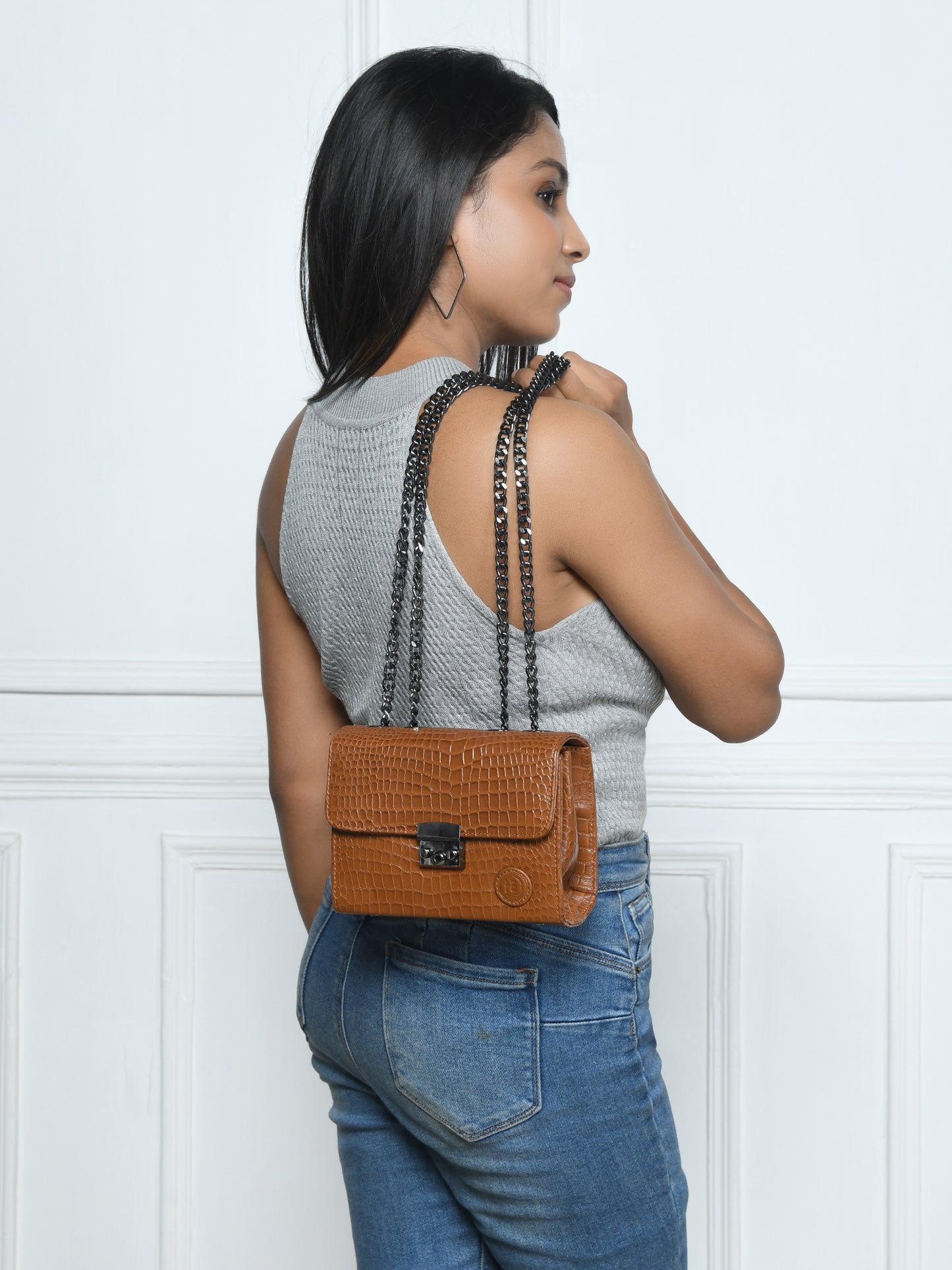 Croc Charm Crossbody Bag - Brown