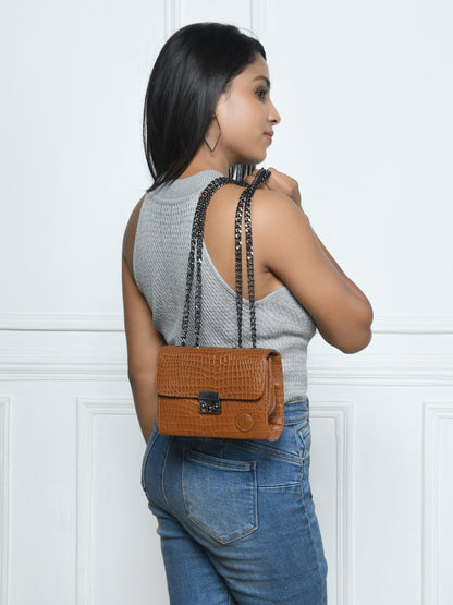 Croc Charm Crossbody Bag - Brown