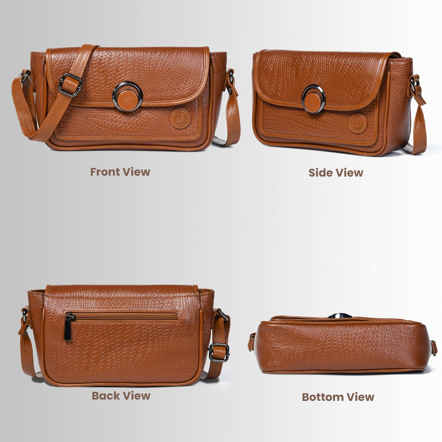 Leather Pouch | zig zag pattern Sling bag - Brown