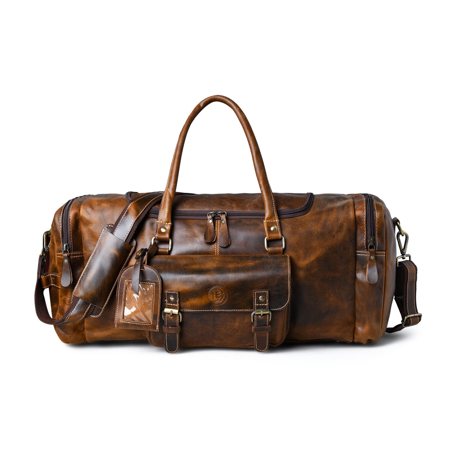 Voyager Leather Weekender Duffel Bag