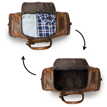 Voyager Leather Weekender Duffel Bag