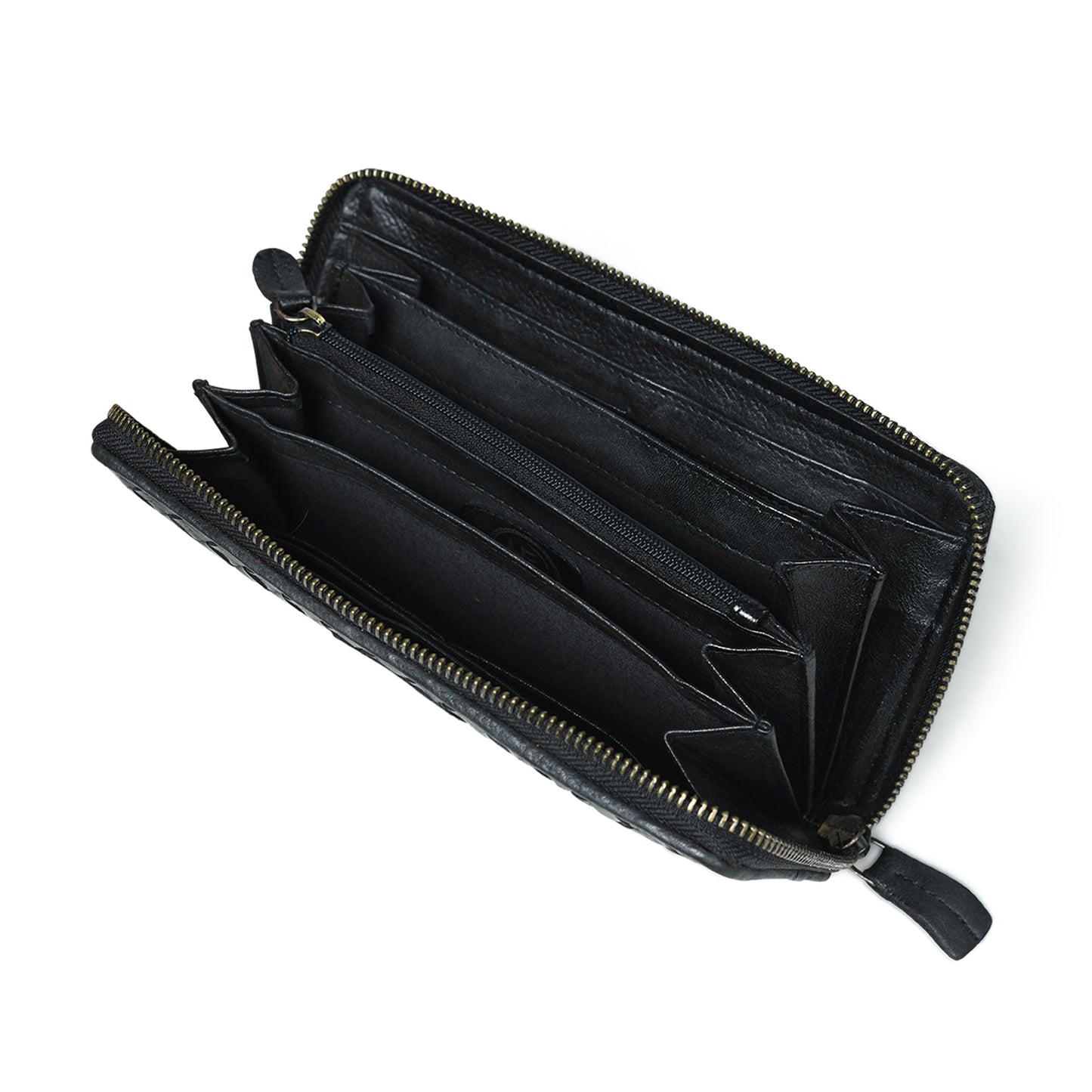 Lattice Hand-Woven Leather Zip-Around Wallet