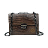 Dark Brown Crocodile Textured Leather Crossbody Bag - front view, handcrafted buffalo leather | Hema Emporium