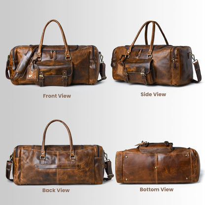 Voyager Leather Weekender Duffel Bag