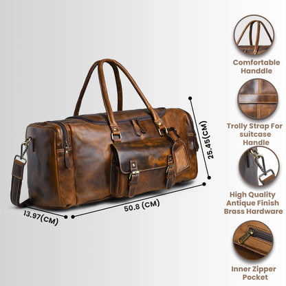 Voyager Leather Weekender Duffel Bag