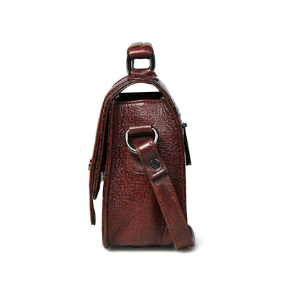 Petite Vintage Croco Leather Handbag - Dark Brown