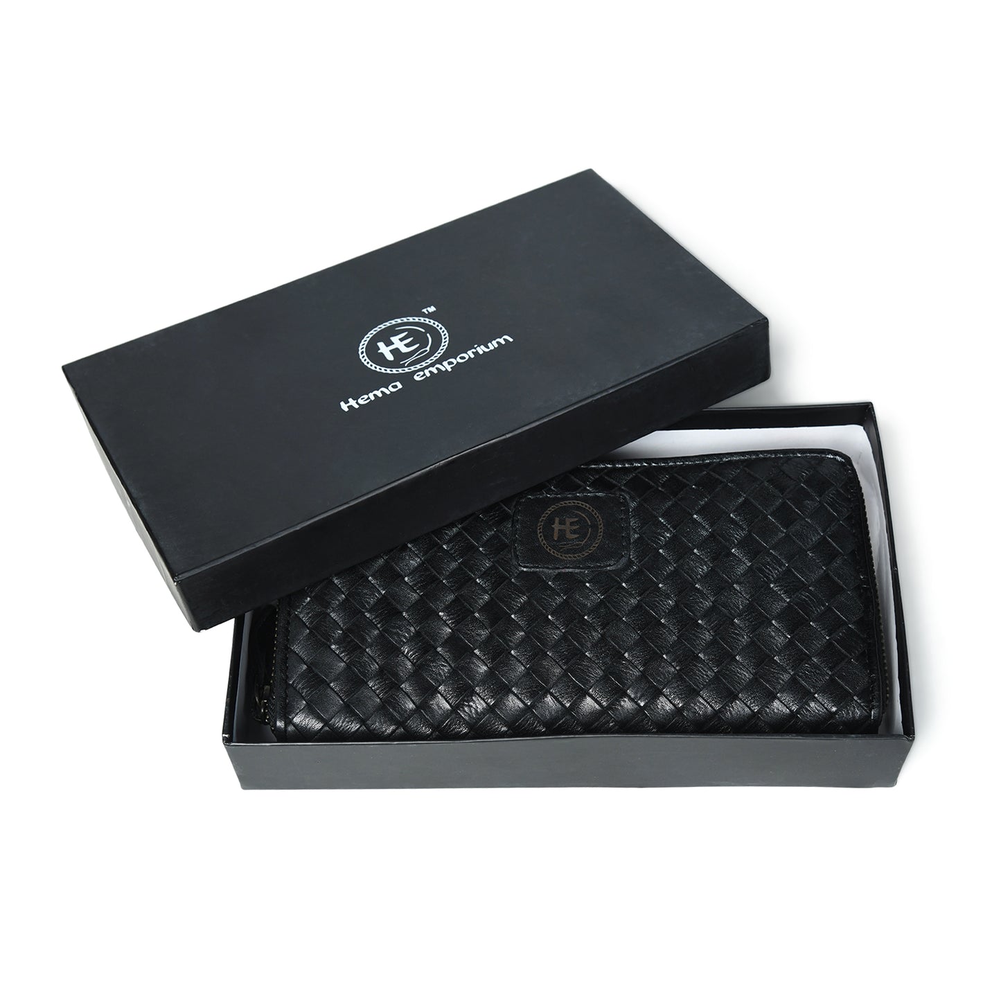Lattice Hand-Woven Leather Zip-Around Wallet