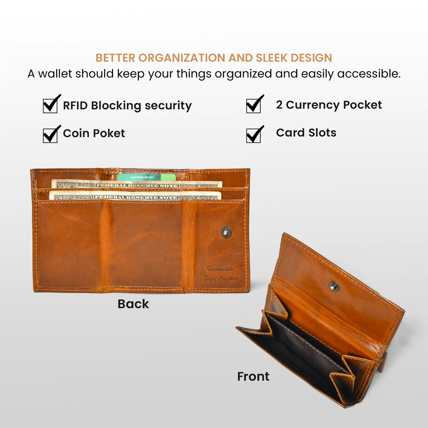 Men’s Compact RFID Wallet - Brown