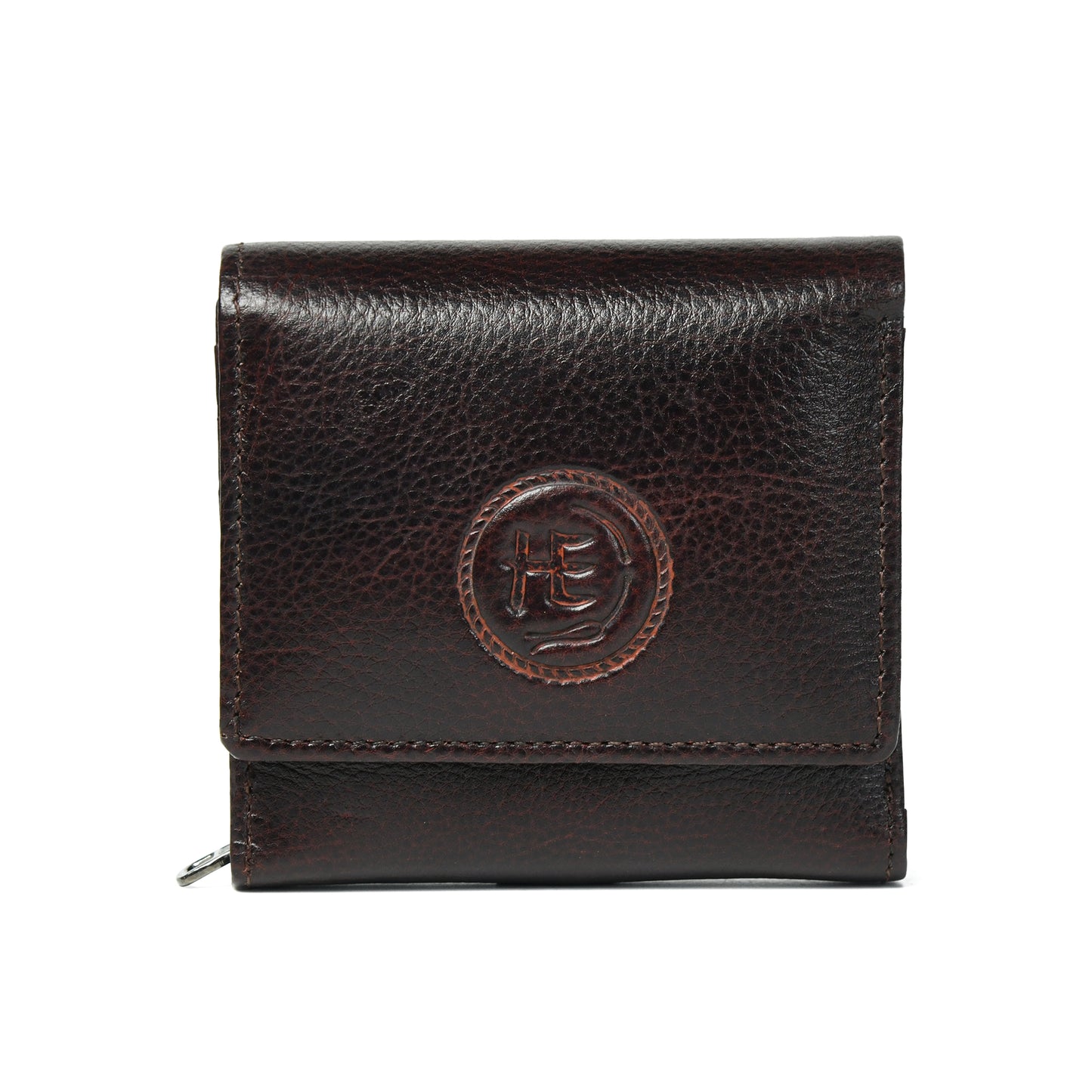 Minimalist Leather Wallet with Coin Pocket - Dark Brown