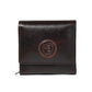 Dark Brown Leather Wallet - front view with logo, handcrafted buffalo leather | Hema Emporium