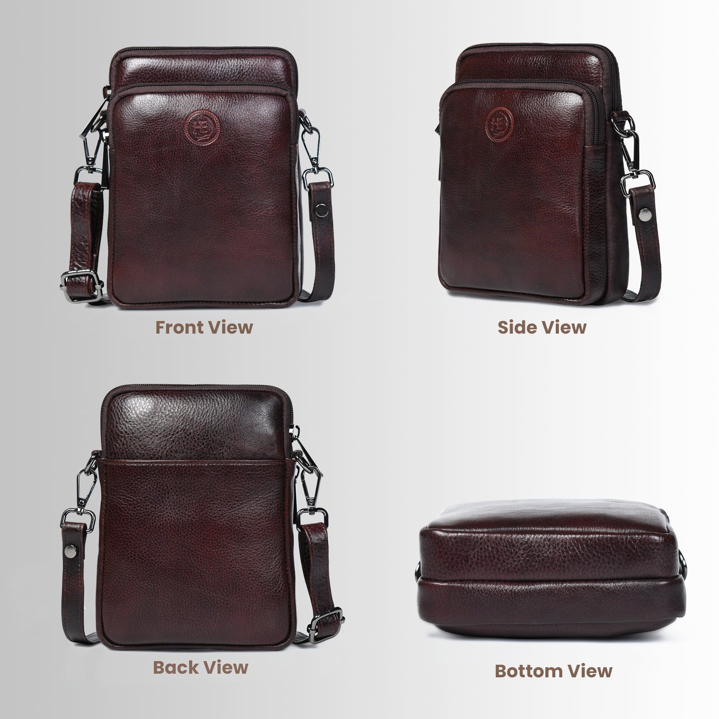 Classic Leather Mobile Sling Bag - Tan Brown