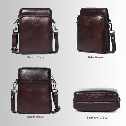 Classic Leather Mobile Sling Bag - Tan Brown