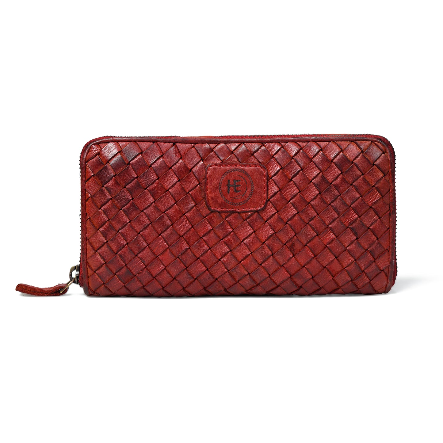 Lattice Hand-Woven Leather Zip-Around Wallet