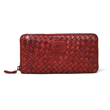 Lattice Hand-Woven Leather Zip-Around Wallet