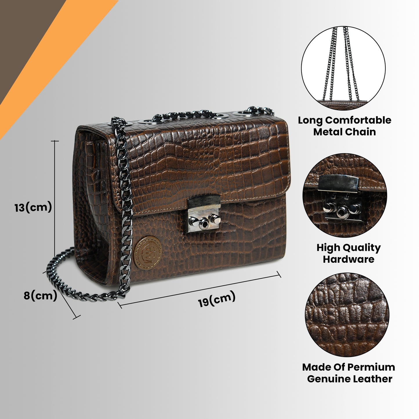 Croc Charm Crossbody Bag - Dark Brown