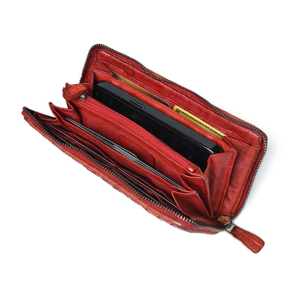 Lattice Hand-Woven Leather Zip-Around Wallet