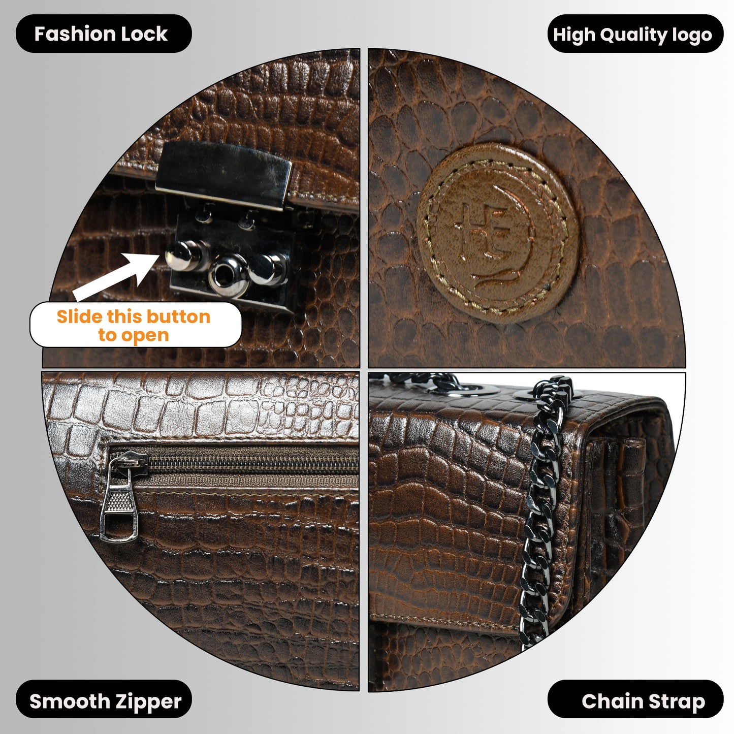 Croc Charm Crossbody Bag - Dark Brown