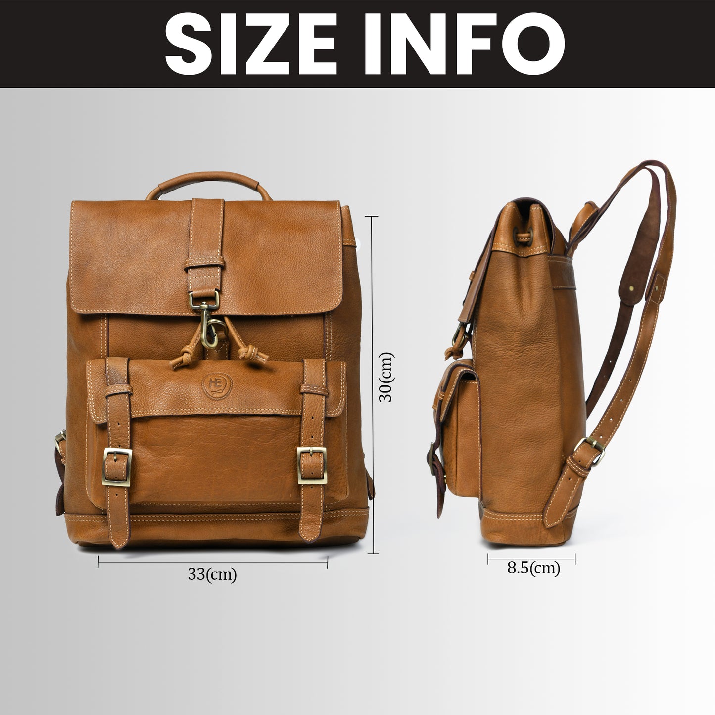 Draw String Leather Backpack - Brown