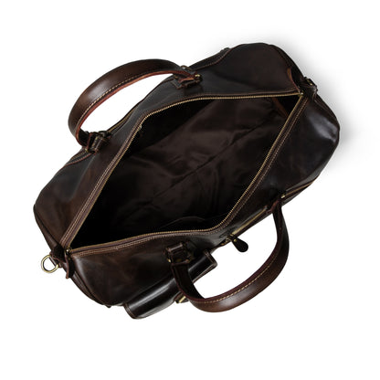 Classic Leather Travel Duffle – Top-Zip Design - Dark Brown