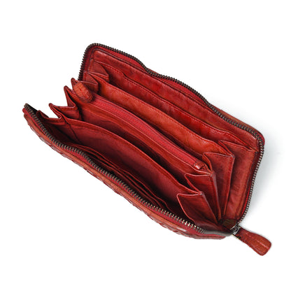 Lattice Hand-Woven Leather Zip-Around Wallet