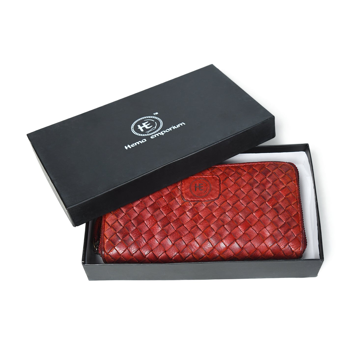 Lattice Hand-Woven Leather Zip-Around Wallet