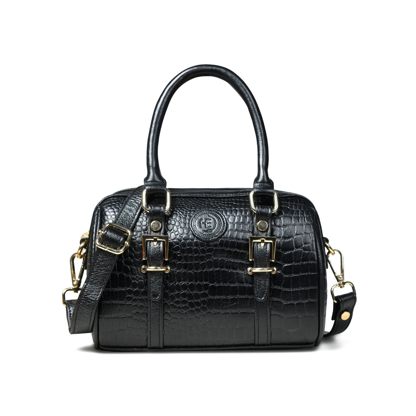 Textured Barrel Satchel - Black
