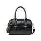 Black Leather Barrel Satchel - front view, handcrafted buffalo leather | Hema Emporium