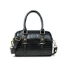 Black Leather Barrel Satchel - front view, handcrafted buffalo leather | Hema Emporium