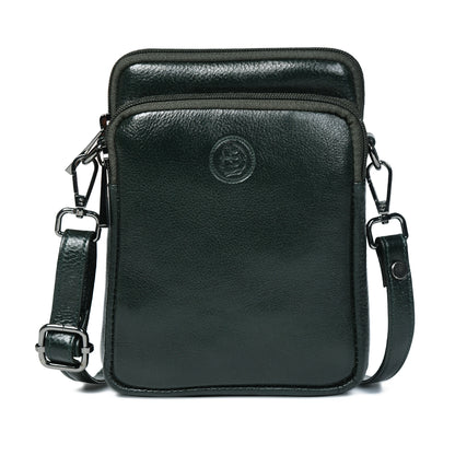 Classic Leather Mobile Sling Bag - Forest Green