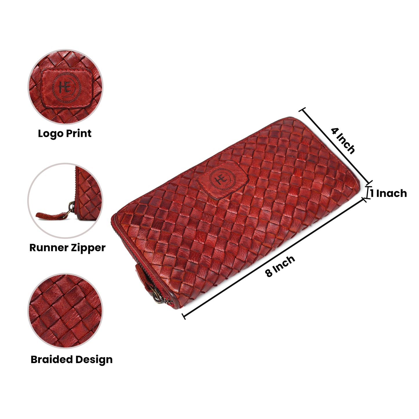 Lattice Hand-Woven Leather Zip-Around Wallet