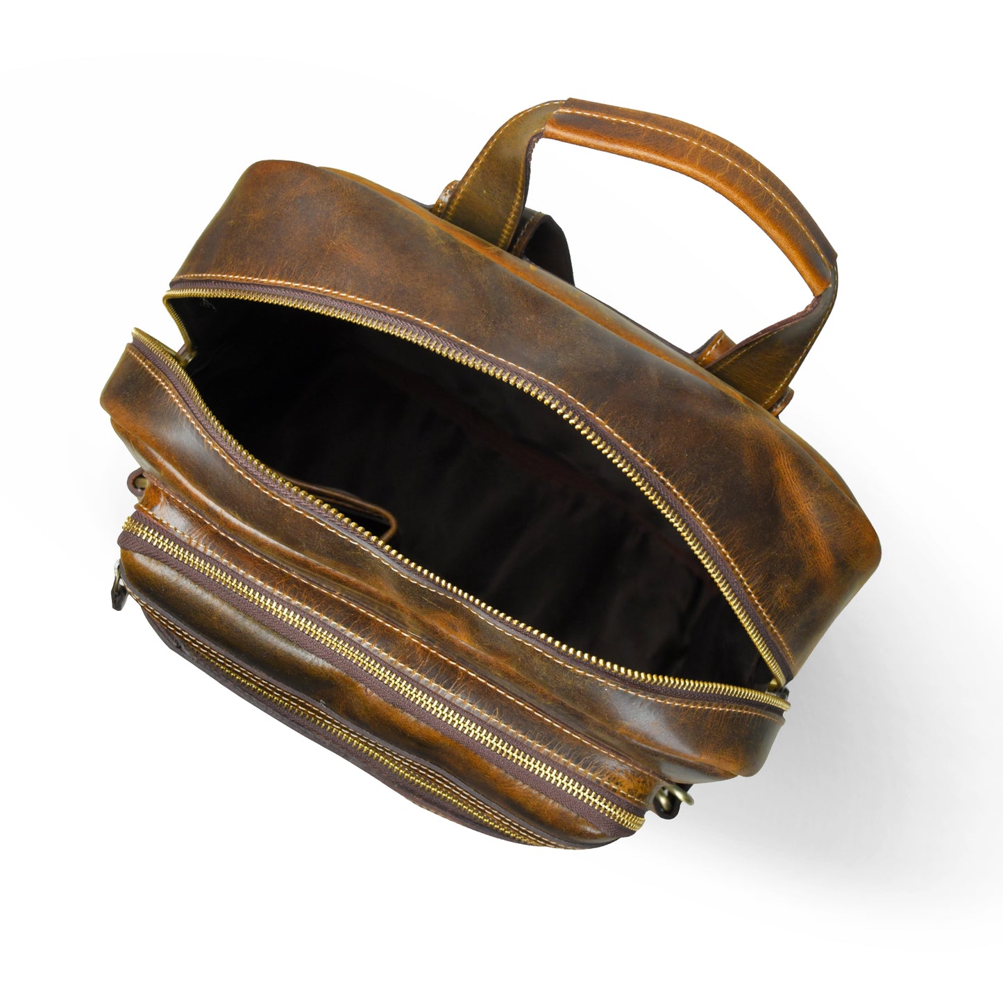 Vintage Trek Leather Backpack - Brown