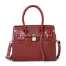 Burgundy Leather Handbag - front view with top handle and padlock, handcrafted buffalo leather | Hema Emporium