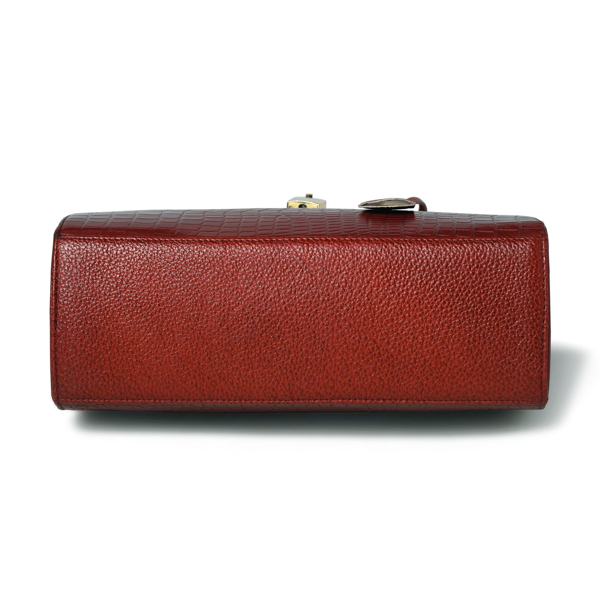 Burgundy Leather Bag - base view, handcrafted buffalo leather | Hema Emporium