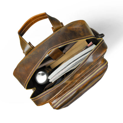 Vintage Trek Leather Backpack - Brown