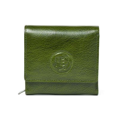 Forest Green Leather Wallet - front view, handcrafted buffalo leather | Hema Emporium