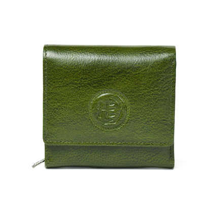 Minimalist Leather Wallet with Coin Pocket - Forest Green