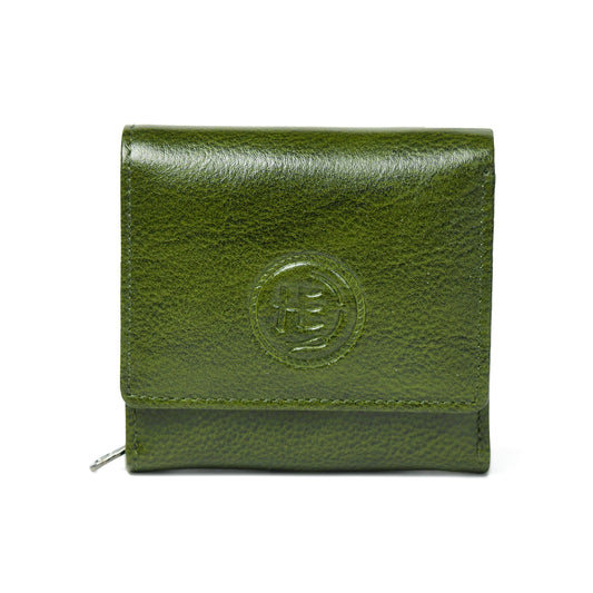 Minimalist Leather Wallet with Coin Pocket - Forest Green