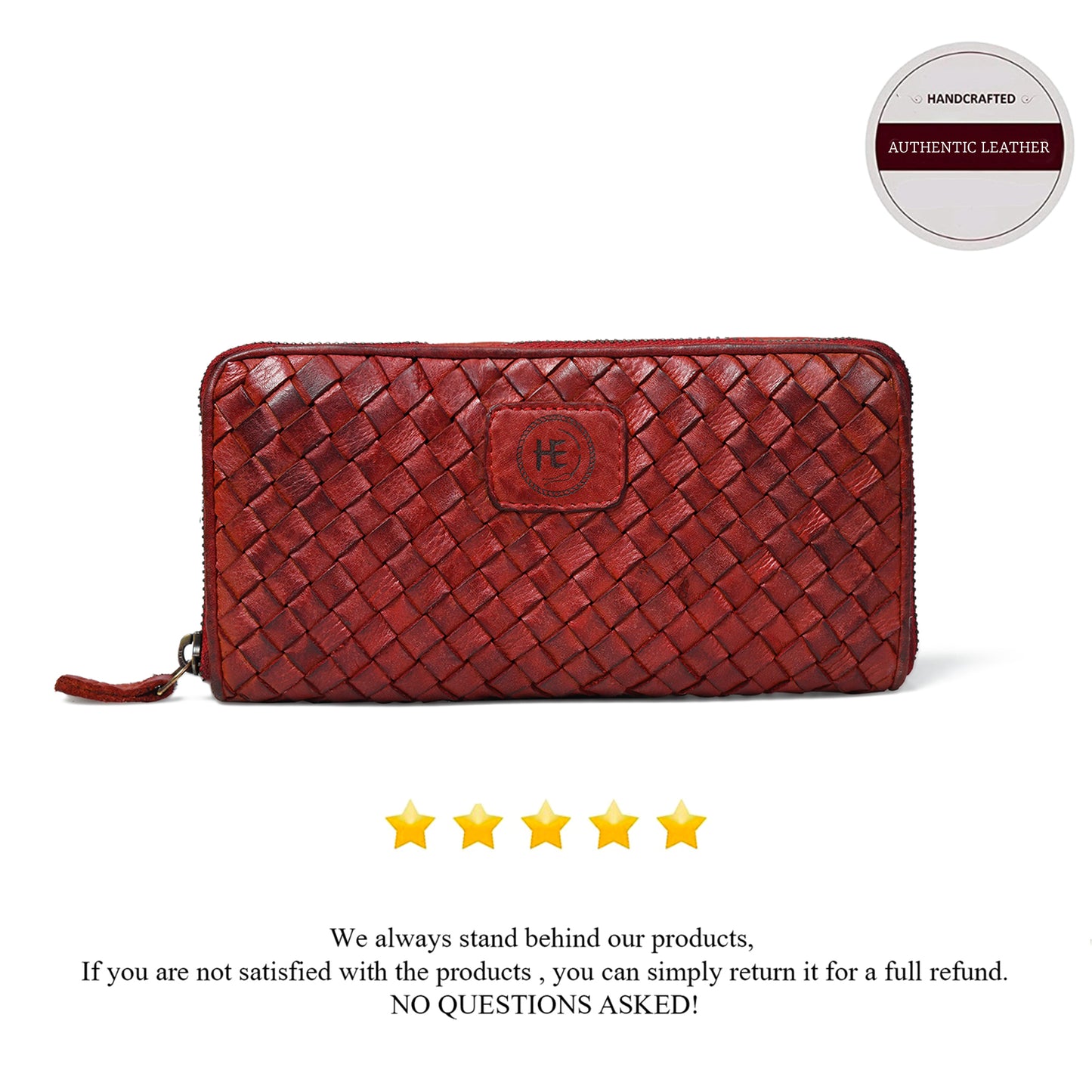 Lattice Hand-Woven Leather Zip-Around Wallet