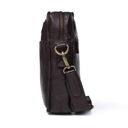 Leather Square Crossbody Bag - Dark Brown