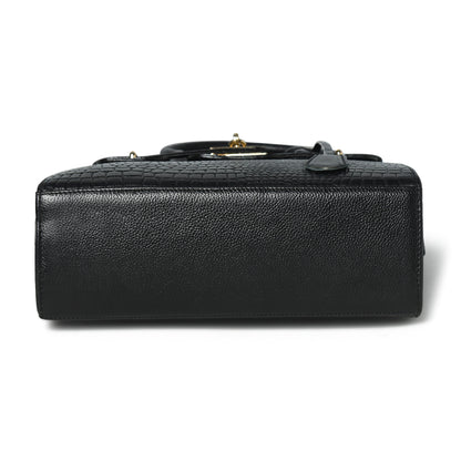 Black leather bag - base view, handcrafted buffalo leather | Hema Emporium