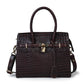 brown leather bag - front view with gold padlock, handcrafted buffalo leather | Hema Emporium