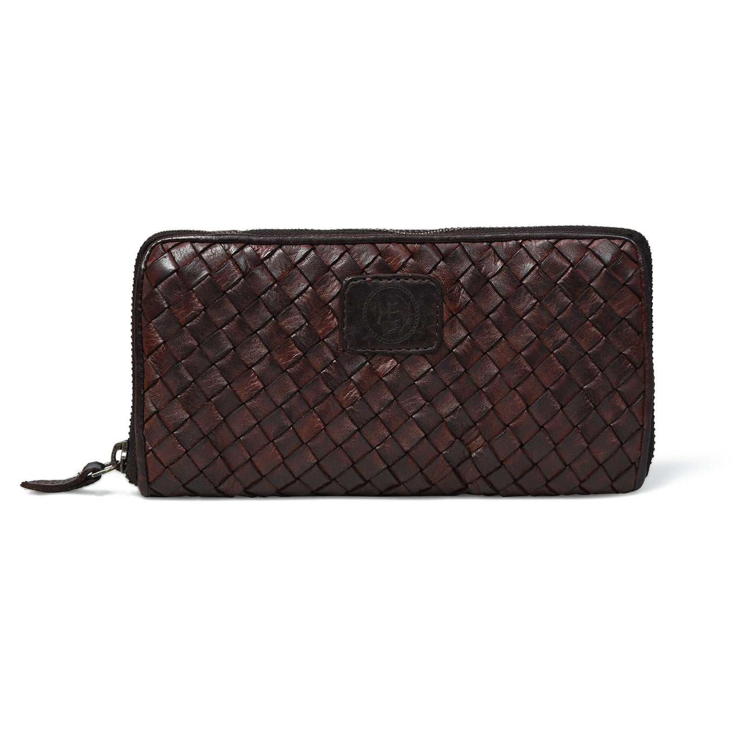Lattice Hand-Woven Leather Zip-Around Wallet