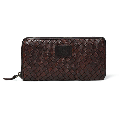 Lattice Hand-Woven Leather Zip-Around Wallet