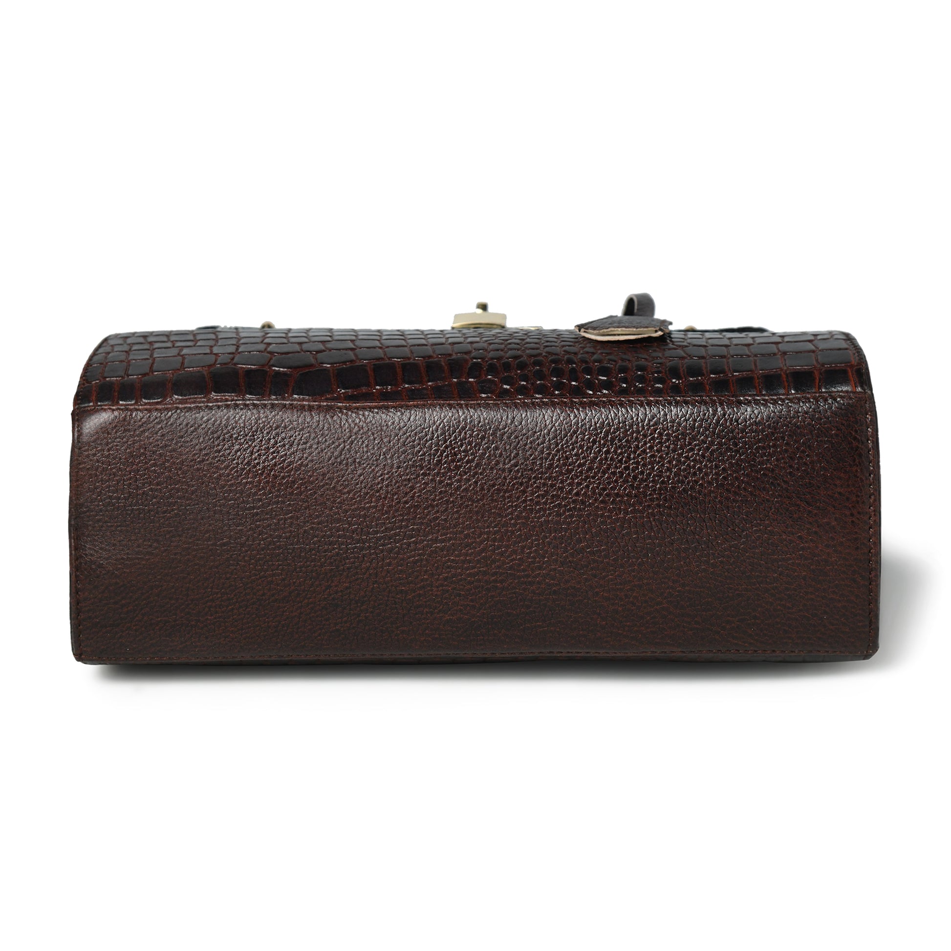 brown leather bag - base view, handcrafted buffalo leather | Hema Emporium
