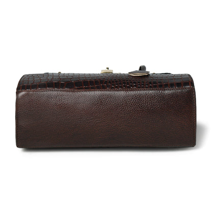 brown leather bag - base view, handcrafted buffalo leather | Hema Emporium