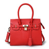 Red leather bag - front view with padlock, handcrafted buffalo leather | Hema Emporium