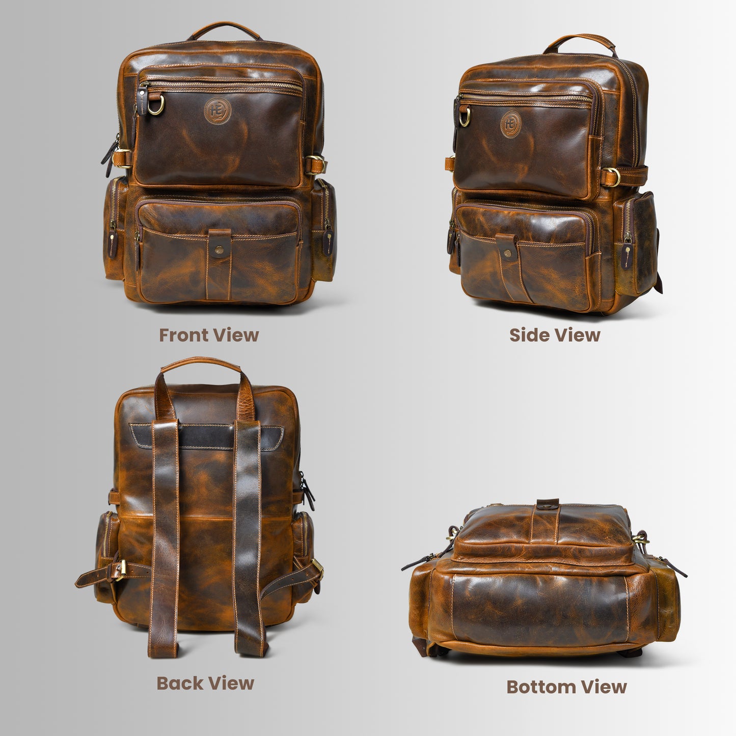 Vintage Trek Leather Backpack - Brown