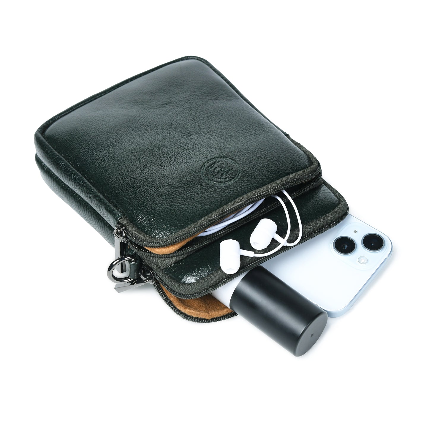 Classic Leather Mobile Sling Bag - Forest Green