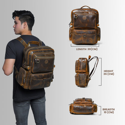 Vintage Trek Leather Backpack - Brown